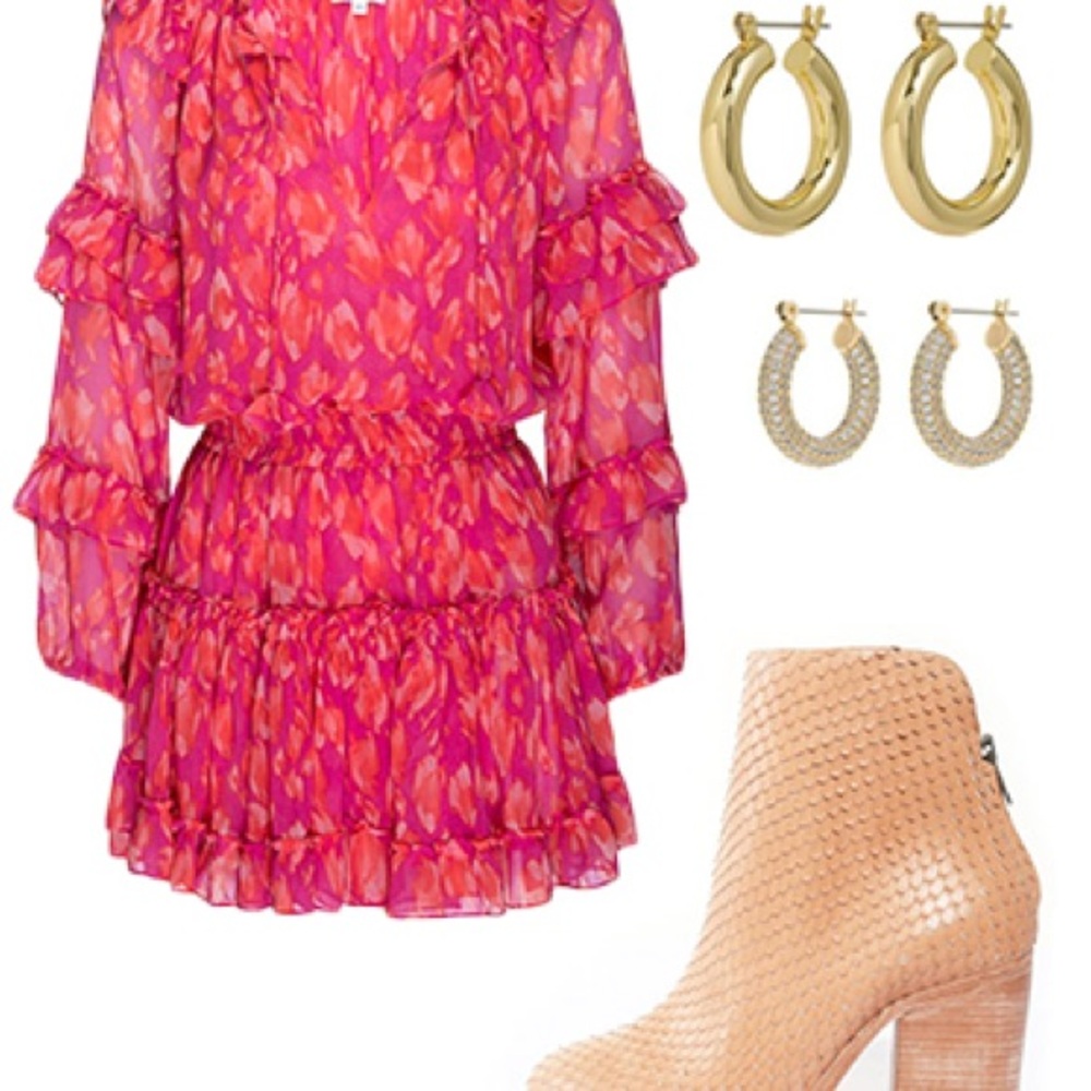 MISA Los Angeles long sleeve ruffle mini dress - Picture 6 of 6